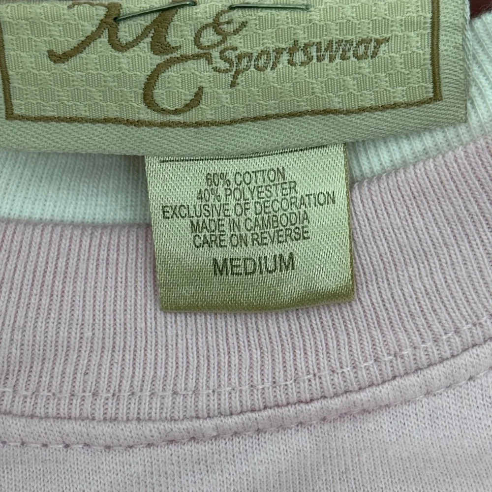 Vintage Women's M&C Sportswear Pink Snowflake Winter Christmas Sweatshirt Size M